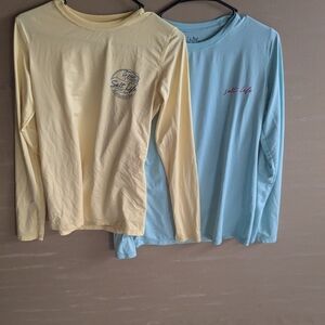 Salt Life Yellow and Blue Long Sleeve Tees Casual Comfort